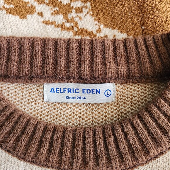 Aelfric Eden Men's Mountain Landscape Knit Sweater Large Earth Tone - Picture 3 of 3